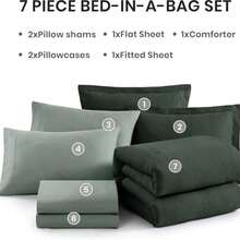 Comforter Set - 7 Pieces Bed In A Bag Queen Bedding Sets With Comforter, Sheets, Pillowcases & Shams, Reversible Bedding Comforters Sets - Deep Forest - View 6