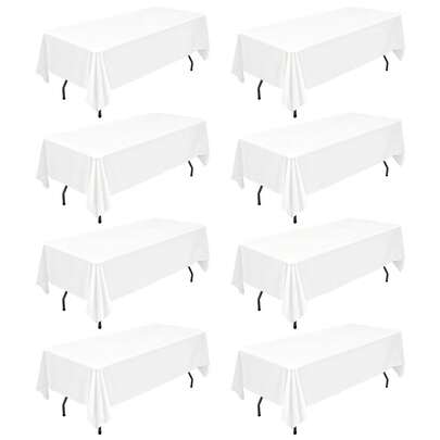 Teruntrue 8 Packs  Tablecloth Polyester Table Cloth 60 X 102 Inch For 6 Ft Rectangle Tables, Stain And Wrinkle Polyester Fabric Resistant Washable Table Cover,For Wedding,Birthday,Party,Banquets Decorate