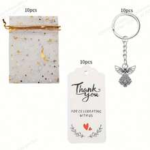 1pc/30pcs Silver Angel Pendant Keychain Gift, Baptism Party Favor, Comes With Moon & Star Organza Bag & Thank You Tag, Great Gift