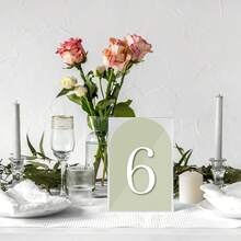 Wedding Table Numbers 1-30 Chinoiserie Flower Number Place Cards 4 X 6 Inch Blue Floral Table Number Labels For Birthday Bridal Baby Shower Reception Party - 鼠尾草綠 - 查看 5