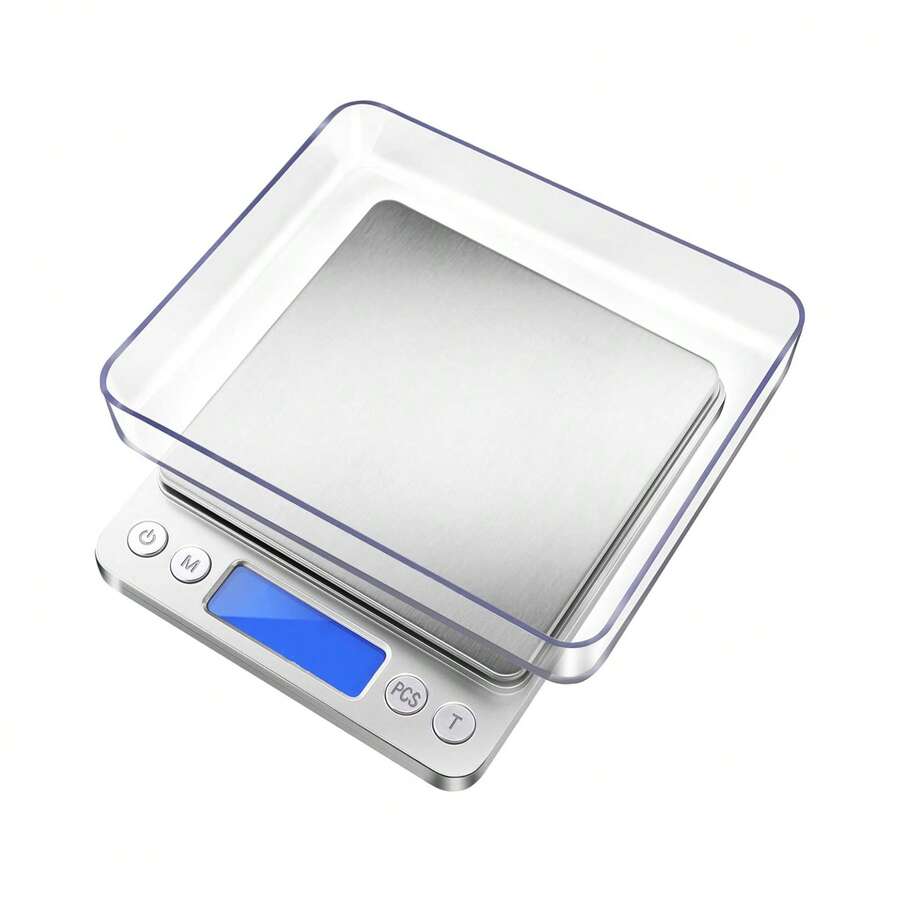 3kg/0.1g Food Scale Precise Grams Kitchen Baking Scale Portable Stainless Steel Surface Easy To Clean Mother's Day Gift - 銀色 - 查看 1