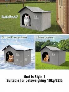 Outdoor Cat House Cooling Cat Nest Outdoor/Indoor Cat Warmth Cat House Four Seasons Universal Cat Bed Easy To Assemble,Foldable Oxford Cat House, Indoor & Outdoor, Rainproof, Thermo-Regulated, Waterproof, Stray Cat Shelter - Grey - View 11