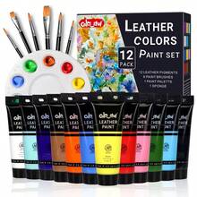 Acrylic Leather Paint Kit For Sneakers, Shoes, Bags & More - 12/18 Vibrant Colors, Includes Finisher & 6 Brushes With Palette - Flexible & Waterproof Paint Set For Artists And Crafters,12 Colors Acrylic Leather Paint,75ML(2.54oz)