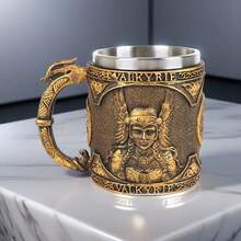 Cốc bia phong cách Viking thời Trung cổ, Cốc cà phê bằng thép không gỉ hình thần thoại Bắc Âu, Cốc cà phê, Cốc nước cổ điển, Đồ uống mùa hè và mùa đông, Quà tặng sinh nhật, Quà tặng Giáng sinh - Nhiều màu - Xem 7
