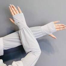 1Pair Women's Sun Protection UV Blocking Arm Sleeves, UV Protection Cooling Arm Sleeves,Lightweight Breathable Elastic Sunscreen Sleeves,Women Men Summer Outdoor Sunblock Arm Cover With Thumb Hole Sun Sleeves For Outdoor Sports, Travel, Driving,Back To School - View 5