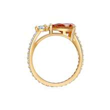 1pc Exquisite 1.5ct Sunset Red Pear Cut & 0.3ct Round Moissanite S925 Silver Plated White Gold Eternal Promise Ring, With Certificate - Rose Gold - View 3