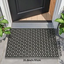 1件装 - 前门地垫，室外入口橡胶材质，迎宾地垫，加厚防滑，防水防尘，全天候适用于庭院入口、排水、节日装饰、房间入口装饰、浴室厨房装饰、厨房地毯 - 灰色 - 查看 5