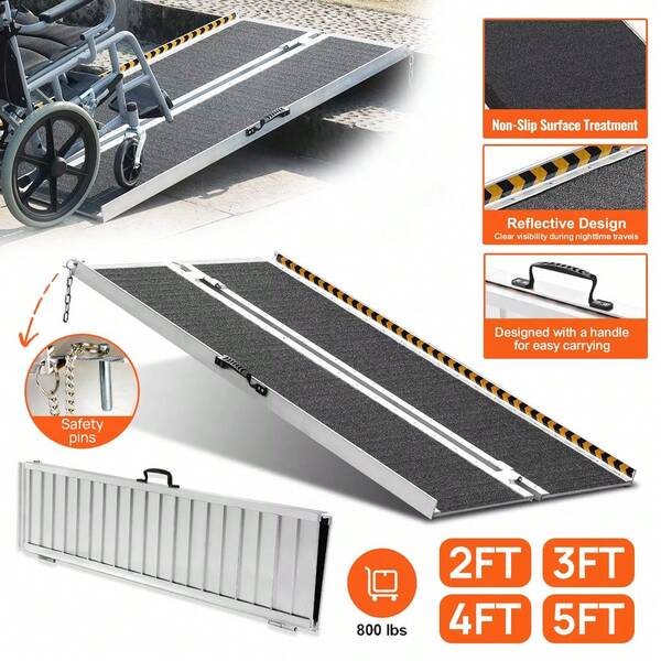 PORIYA Multi Size Aluminium Ramp Anti Slip Folding Loading Threshold  Portable Access