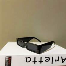 Retro Square Oval Fashion Glasses - Anti-Glare Small Rectangular Frame, Lightweight And Durable Design, Unisex,  Casual Accessories, Retro Style, Comfortable To Wear, Decorative Glasses, Must-Have For Fashion Enthusiasts - 黑色 - 查看 10