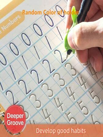 Reusable Groove Practice Book Set (1 Practice Book + 1 Pen + 5 Refills) Books For Learning Numbers, Letters, Drawing, And Steady Practice, Learning Notebooks, Writing Gifts, School Supplies, Learning English, Learning