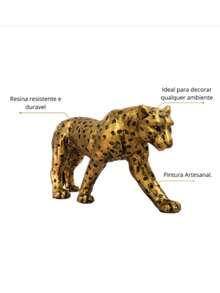 Gold Panther Sculpture Statue Home Decoration Resin Leopard - 金色 - 查看 3