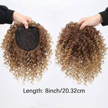 合成短款非洲卷发发片假发，带稀疏发片，增加发量，黑棕色卷发发片