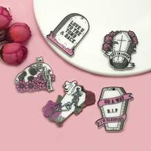 4/12 Pcs Acrylic Double-Sided Printed Ghost Skull Tombstone Charms – Halloween DIY Craft Accessories For Handmade Earrings, Bracelets, Necklaces, Keychains & Bag Decor