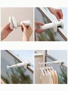 1pc Travel Clothes Drying Rack, Non Perforated And Extendable Clothes Drying Pole. Folding Multifunctional Hotel Balcony Clothes Rack, Portable Storage, Laundry Storage And Storage. Home And Daily Necessities, Drying Racks. Storage And Organization. - Multicolor - View 11