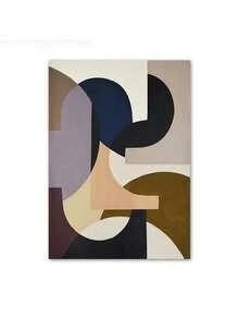 1 pieza Póster de pintura en lienzo de niña en pijama, arte abstracto geométrico con figura impresa, decoración nórdica para sala de estar y hogar