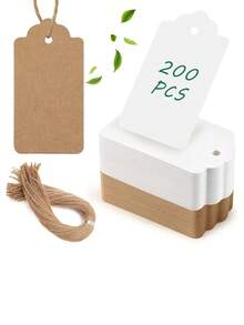 50 Stücke/200 Stücke Kraftpapier Geschenkanhänger mit Schnur 7*4cm Papppreis-Etiketten Namens-Etiketten Vintage Hochzeit Geburtstag Hängende braune Etiketten mit Hanfschnur Blanko Geschenkanhänger für Geschenkanhänger Cupcake-Topper Wunschbaum-Etiketten Kleidungsetiketten Hochzeit Namens-Etiketten