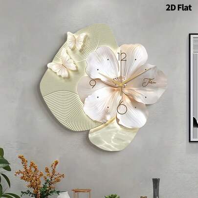 Đồng hồ treo tường nghệ thuật hoa 2D, đồng hồ thạch anh hiện đại chạy êm, thích hợp cho phòng ngủ, phòng ăn, phòng khách, văn phòng, phía sau ghế sofa, trang trí nhà cửa.