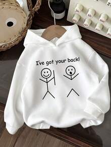 Girls' Hooded Sweatshirt Casual Printed Pattern Loose Sweatshirt Children's Clothing - White - View 1