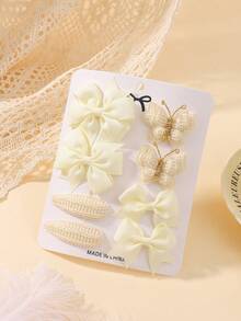 8 件/套极简主义蝴蝶结发夹，波西米亚针织蝴蝶女孩发夹，马尾辫夹，适合节日派对、旅行、时尚发饰套装 - 蝴蝶結髮夾 - 查看 6