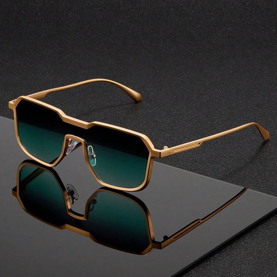 1 Piece Unisex Punk Style Large Frame Polygonal Fashion Glasses Stylish Daily Accessory 2026 Mother's Day Best Unique Heartfelt Sentimental Gift Surprise For Mom Mommy Mum Grandma - 黑色 灰色 - 查看 1