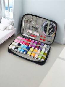 1 set d'outils de couture portables imprimés, kit d'outils de couture pratique pour la maison - 10 pièces/45 pièces/86 pièces/130 pièces Boîte de fils, aiguilles, enfileur, fournitures de couture artisanales, comprend une boîte en tissu - Ensemble complet d'outils d'artisanat et de réparation avec des fils de couleurs assorties, convient aux voyages et à l'utilisation domestique des dames - Fournitures d'artisanat essentielles toute l'année