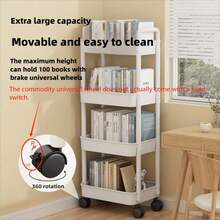 1pc 2/3/4 Floor Household Multi-Layer Trolley Storage Rack, Kitchen, Living Room, Bedroom, Multi-Layer Trolley Storage Rack, Mobile Storage Rack, Trolley, Cosmetics, Bedroom Bookshelf, Living Room Snacks, Multi-Layer Storage Rack, Suitable For Home Storage And Outdoor Camping Storage All Year Round. - Multicolor - View 12