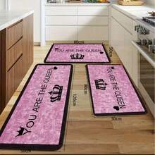 1pc Modern Luxury Pink Non-Slip Soft Polyester Queen Crown Area Rug - "You Are The Queen" Polyester Carpet, Suitable For Living Room, Bedroom And Home, 50x80cm, 50x120cm