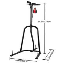 2 In 1 Punching Bag Stand, Steel Heavy Duty Workout Equipment, Adjustable Height Boxing Punching Bag And Speed Bag Stand, Freestanding Sandbag Rack, Holds Up To 140 Lbs, For Home Gym Fitness - 黑色 - 查看 10