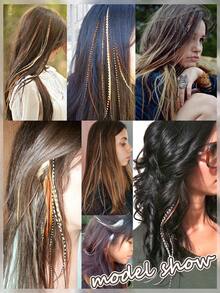 16 Inch Colorful Synthetic Feather Hair Extensions Wig 10 Strands/Pack Feather Hair Extensions Zebra Pattern Feather Wig Accessories Women's Hair Extensions