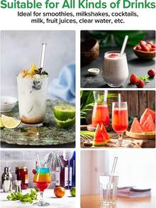 4 Pcs Boba Straw Glass Smoothie Straw Reusable Drinking Straw, Reusable Glass Clear Boba Straws And Brush, 14mm X 215mm Long Extra Wide Drinking Smoothie & Bubble Tea Straws, Vegetable Salad & Milkshake Straws