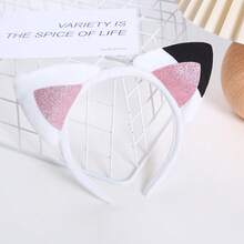 1 pièce/2 pièces Bandeau mignon à oreilles de chat, bandeau de maquillage doux et créatif en peluche pour le lavage du visage, accessoires pour cheveux en forme d'oreilles de chat pour femmes, serre-tête, cerclé de cheveux, bandeau pour femmes, accessoires de tête pour tenues d'automne - Multicolore - Voir 4