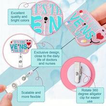 4 Pack Nurse Badge Reel Retractable Badge Holder Funny Bling Blood Phlebotomist Badge Clips Cute Phlebotomist Nursing ID Badge Holder With Clip For Office School Hospital Nurses Teacher - 4PCS - View 5
