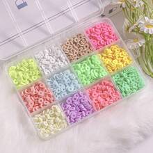 10/15/24 Cores Conjunto de Contas de Argila Polimérica Redonda Plana, Para Fazer Joias, Contas Espaçadoras de Argila Para Pulseira, Colar, Brinco DIY, Inclui Contas com Alfabeto, Adequado Para Crianças e Adultos - Multicolorido - Visão 15