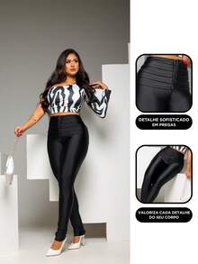 Maria do Luxo Original Women's P-R-A-D-A Pants Montaria Empina Bumbum Lipo Power - 黑色 - 查看 4