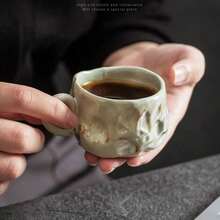 1个迷你陶瓷杯，优雅茶杯，复古风格马克杯，奢华手工不对称咖啡杯，客用茶杯，小咖啡杯，适合家庭和办公室使用 - 彩色 - 查看 6