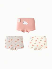 Balabala Girls Cotton Underwear 3 Packs Boxer Briefs Anti-Bacterial - White and Red - View 2