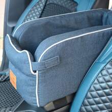 Gorsmoon Pet Car Kennel Seat With Non-Slip Central Console Access - Heavy-Duty Fabric Construction, Contoured Foam Bed & Side Grips - Front Seat Organizer For Small Dogs, Cats - Vehicle Safety & Comfort Travel Carrier, Dog Car Seat, Secure Side Grips