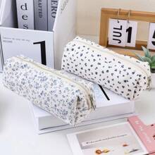 حقيبة أقلام بطبعة زهور صغيرة، حقيبة تخزين قرطاسية صغيرة بتصميم بسيط وجميل، حقيبة مستحضرات تجميل بطراز ريفي