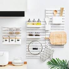 Półki ścienne z perforowanej płyty bez wiercenia, do kuchni i łazienki, z akcesoriami