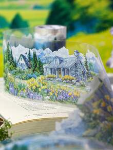 1 Roll Small Town Landscape & House PET Decorative Tape, Suitable For Scrapbooking, DIY, Photo Album, Planner - Multicolor - View 10
