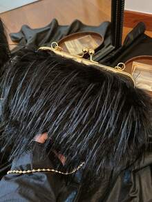 Bolso bandolera retro, bolso de hombro pequeño y elegante con solapa redonda para mujer, vintage - Negro - Ver 3