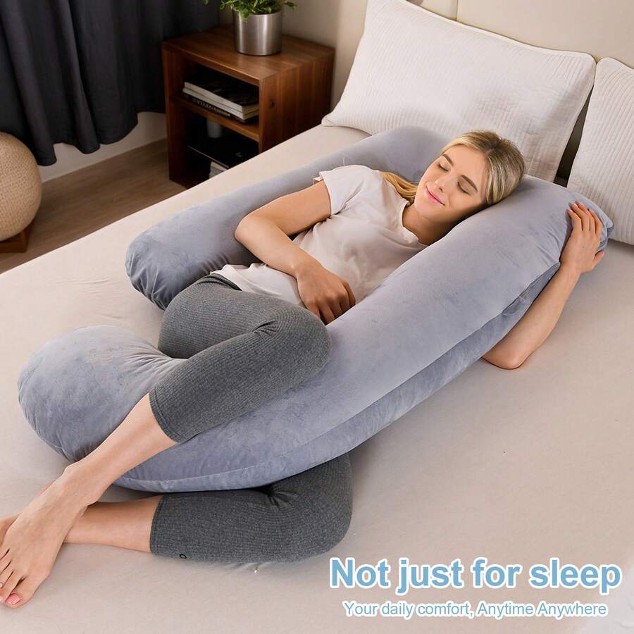 Pregnancy Pillow, J-Shaped Full Body Pillow, Nursing Pillow, Support And Pregnancy Pillow For Pregnant Women With Removable Cover - 深灰色 - 查看 1