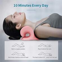 Almohada en Forma de C para Relajación de Cuello y Hombros, Dispositivo de Tracción Cervical para Alivio del Dolor de TMJ y Alineación de la Columna Cervical, Quiropráctico - Azul - Ver 2