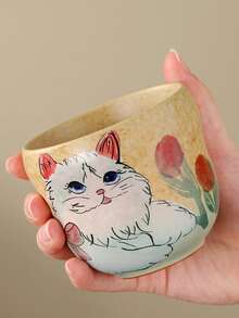 1 件 270ml/9.5oz 陶瓷握咖啡杯，可爱卡通设计高品质礼品杯，家用抹茶茶杯，办公室女士使用，适合朋友和情侣生日礼物 - 彩色 - 查看 5
