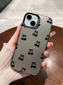 1pc Cute & Cool Black Heart, Cherry, Bow Design Shockproof TPU Phone Case, With Anti-Slip Matte Back, Provides Protection Compatible With Iphone & Galaxy Phones - Multicolor - View 6