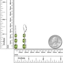Gem Stone King 3-Stone Leverback Drop Dangle Earrings Women |   925 Sterling Silver |   Gemstone Birthstone |   Oval 8X6MM 7X5MM And 6X4MM |   Fine Jewelry Gifts Her Mom Women Wife - 橄欖石,八月 - 查看 6