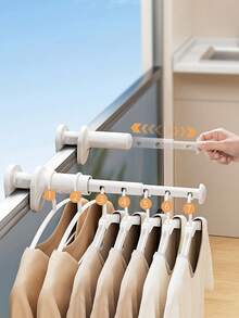 1pc Travel Clothes Drying Rack, Non Perforated And Extendable Clothes Drying Pole. Folding Multifunctional Hotel Balcony Clothes Rack, Portable Storage, Laundry Storage And Storage. Home And Daily Necessities, Drying Racks. Storage And Organization. - Multicolor - View 7