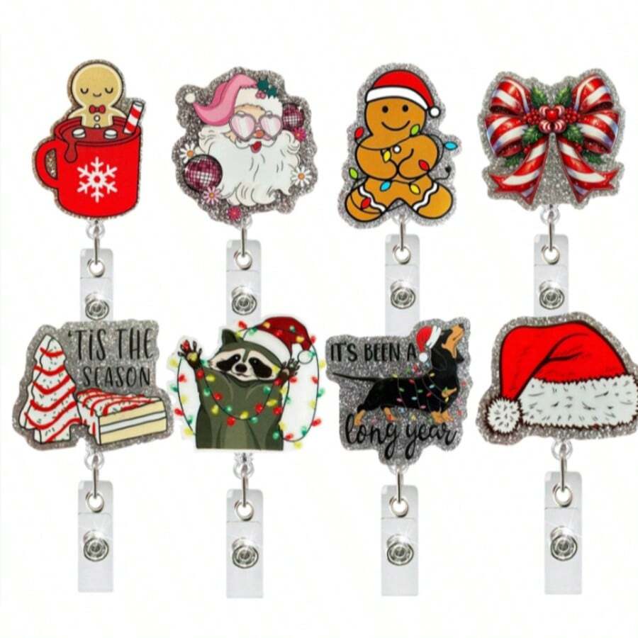 1pc Christmas Fun Badge Scroll, ID Card Name Badge Clip, Christmas Fun Design, Suitable For Doctors, Nurses, Office Workers, Gatherings, Essential Items For Returning To School, Christmas Badges Home Decor Christmas Decorations Room Decor