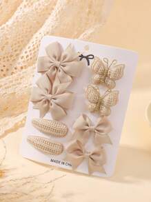 8 件/套极简主义蝴蝶结发夹，波西米亚针织蝴蝶女孩发夹，马尾辫夹，适合节日派对、旅行、时尚发饰套装 - 蝴蝶結髮夾 - 查看 4