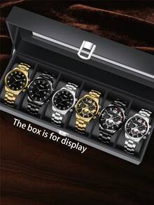 6pcs Men's Formal Watch Set, Black, Gold, Silver 3-Color Watch Set, Stainless Steel Large Dial Easy-To-Read Quartz Watches, Perfect Birthday Holiday Gift For Him - Nhiều màu - Xem 1